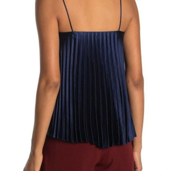 Vince Navy Accordion Pleated Square Neck Camisole Tank Top/Cami | Size Small - Picture 3 of 11